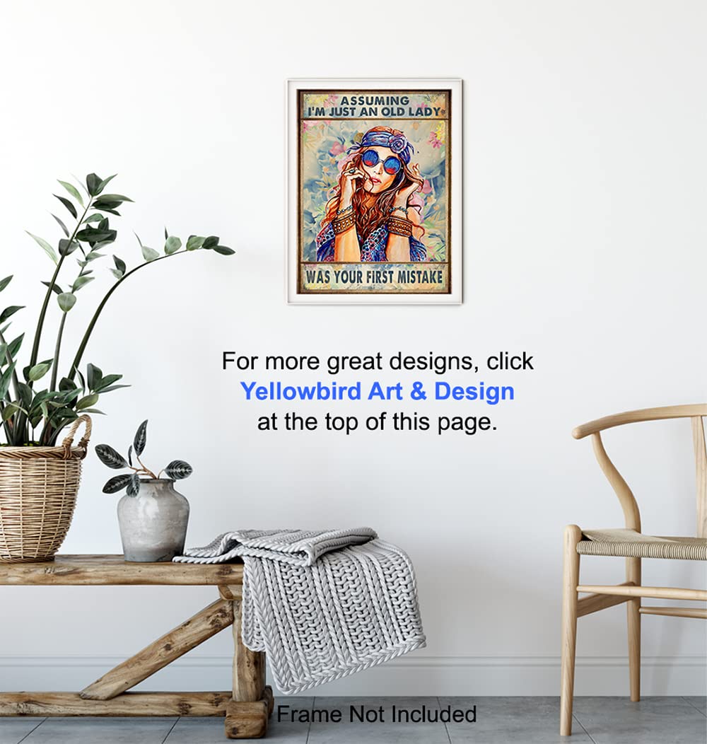 Boho Wall Art for Grandma - Hippie Room Decor & Funny Birthday Gift - Psychedelic Poster for Women