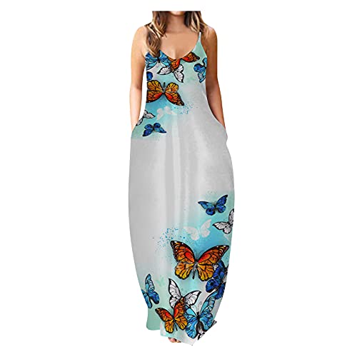 Tavorpt Women's Summer Sleeveless Floral Maxi Dress - Loose Casual Long Dress with Pockets | Beach Wear, Vacation Outfit, Party Dress