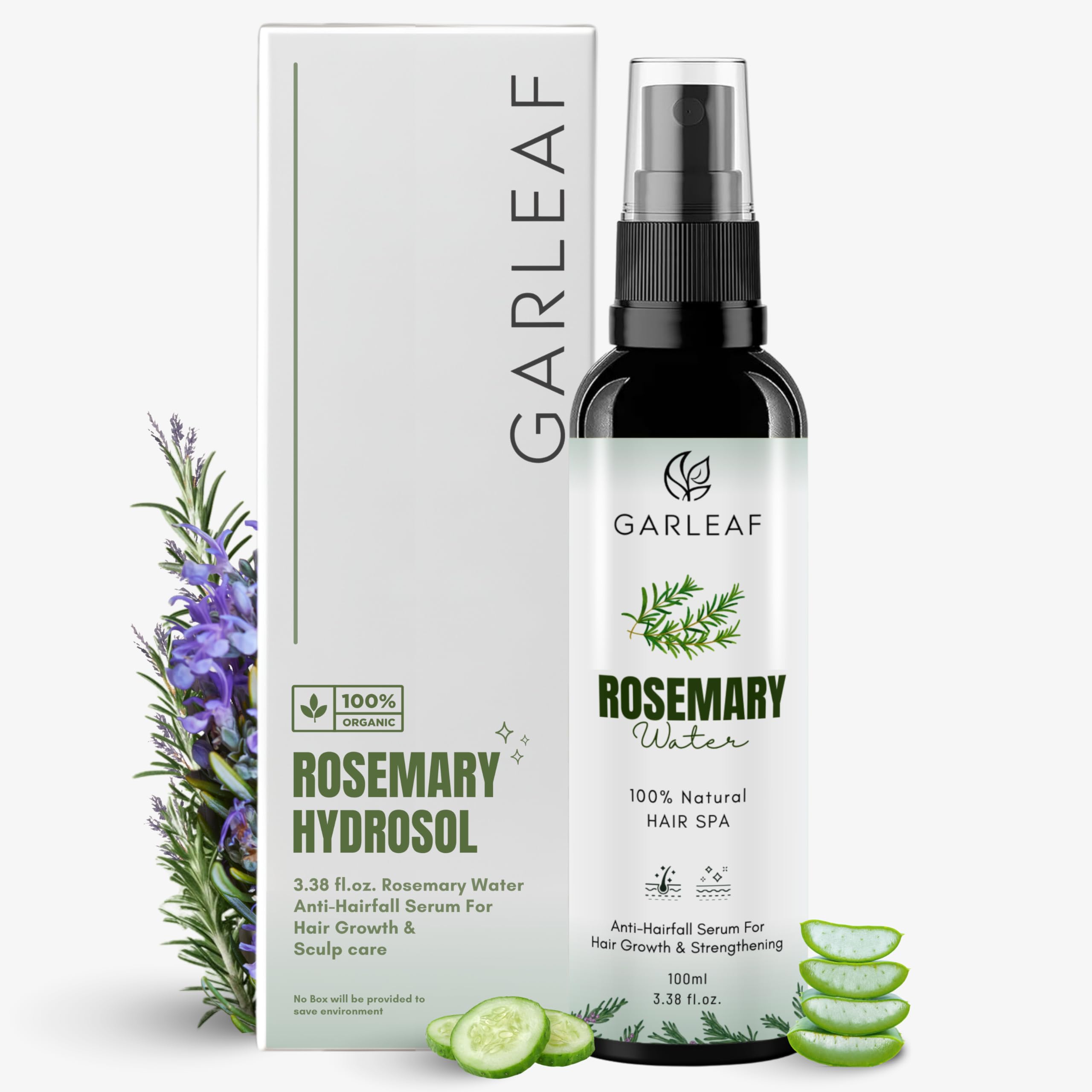 Garleaf Rosemary Water Spray for Hair Growth & Hair Fall Control - Natural Hair Growth Tonic for Men & Women | 100ml | Promotes Thicker, Healthier Hair | Perfect for Daily Scalp Care & Styling