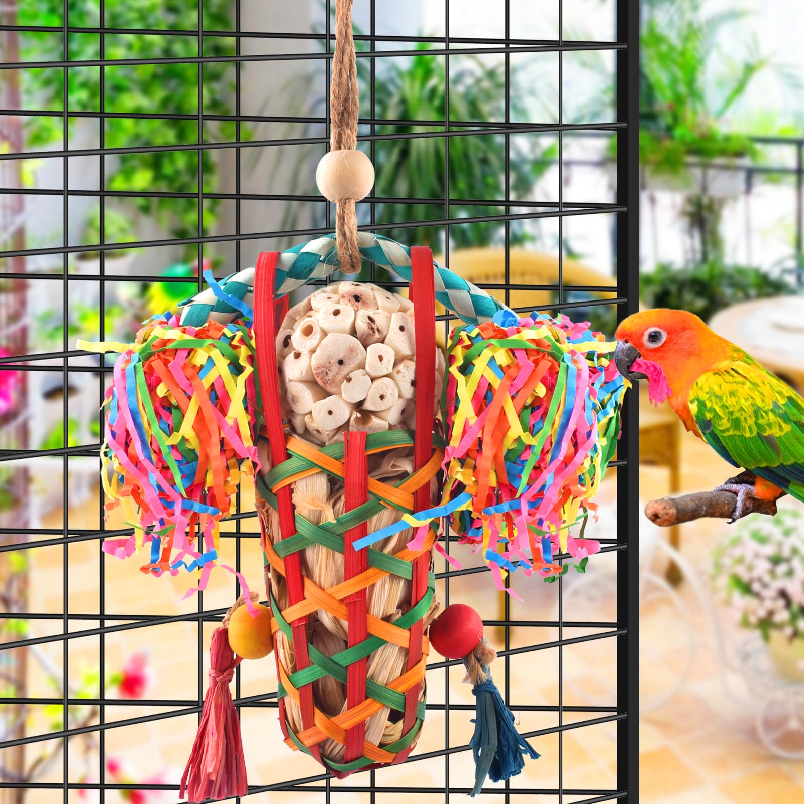 KATUMO Bird Shredding & Foraging Toys for Small to Medium Birds - Parakeet, Cockatiel, Conure, Lovebird - Natural Sola Wood Chew Toys for Mental Stimulation & Play - Perfect for Cage Enrichment & Bird Entertainment