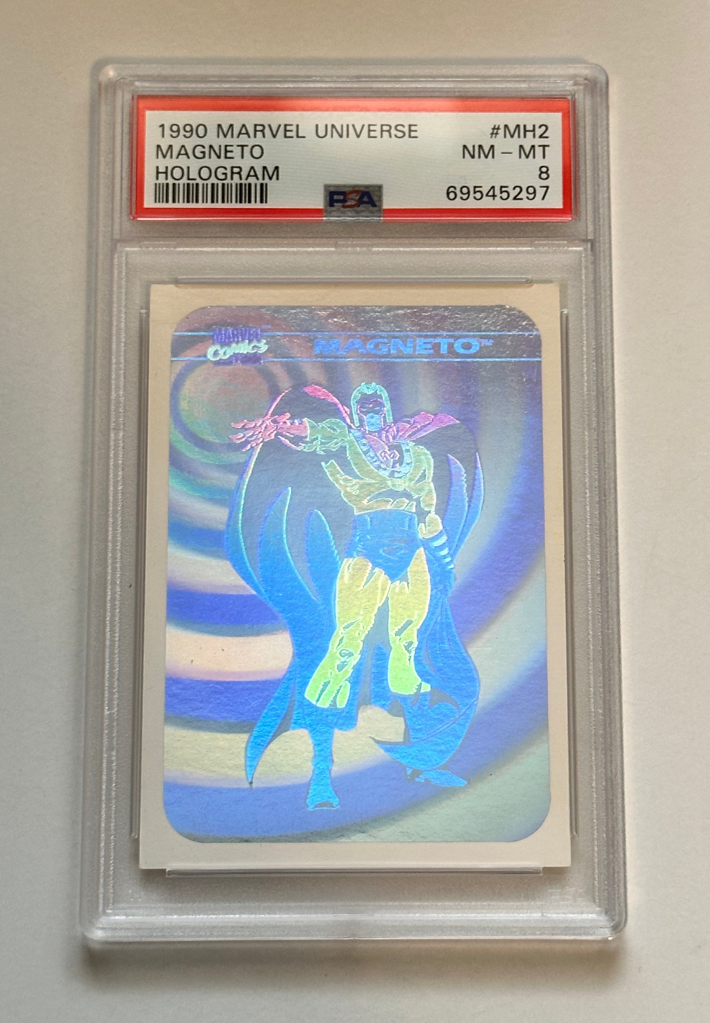 1990 Marvel Universe Magneto Hologram Insert PSA 8 Graded Trading Card - Rare Collectible for Comic Fans & Investment