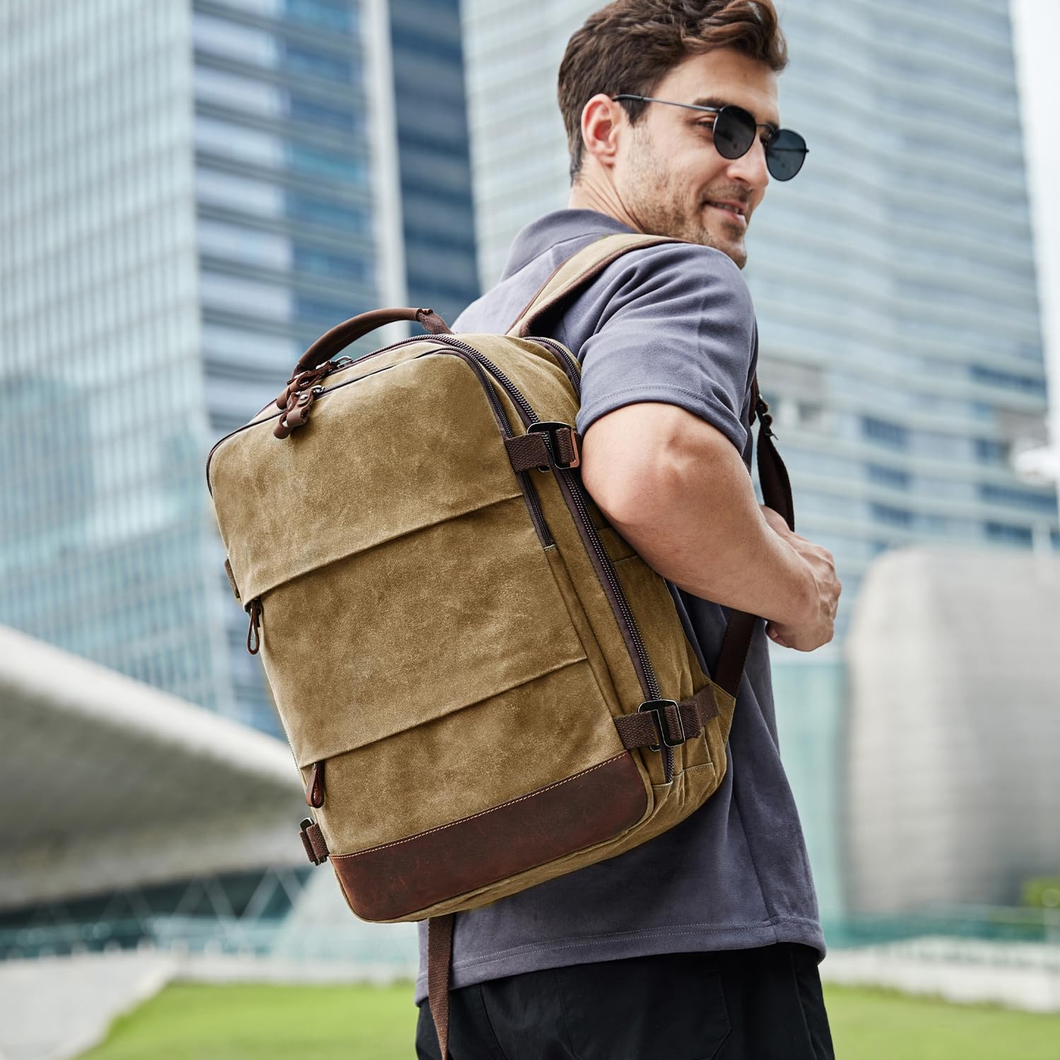 Men's Travel Backpack - 17 Inch Flight Approved Carry On Laptop Backpack for Business, Hiking & Weekender Trips | Durable Casual Daypack (Brown) - Perfect for Air Travel, Commuting & Outdoor Adventures