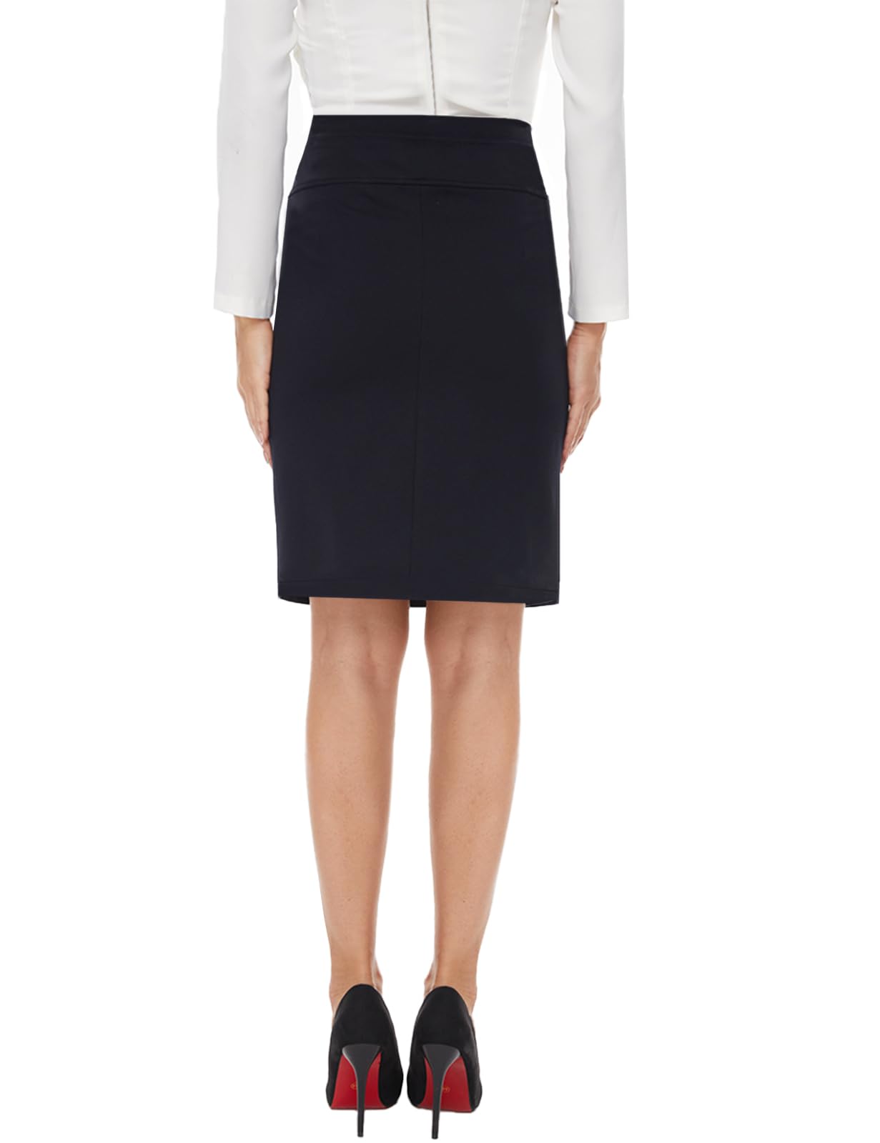 Tapata Women's Maternity Skirt - Over The Belly Stretchy Pencil Skirt with Adjustable Waistband for Pregnancy - Comfortable Midi Length for Work, Office & Everyday Wear