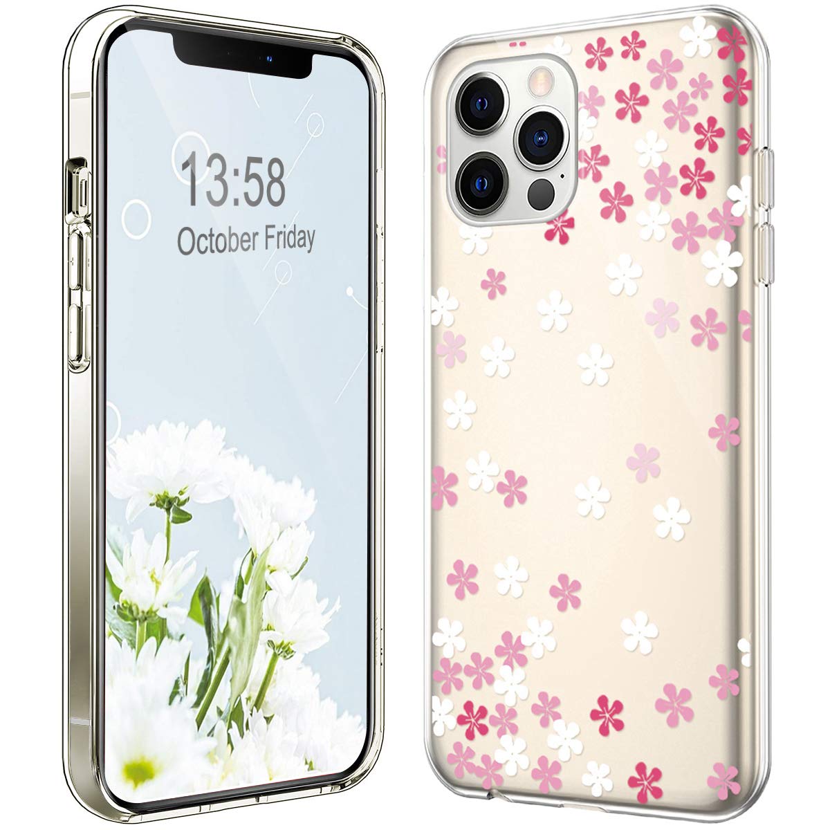 Floral Garden Design Crystal Clear Soft TPU Silicone Case for iPhone 12 Pro Max with Camera Lens Protector - Protective Cover for Women & Girls - Perfect for Everyday Use, Travel, and Outdoor Activities