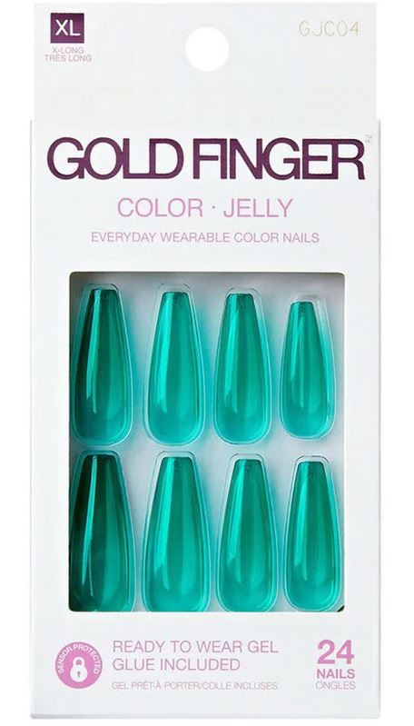 KISS Gold Finger Jelly Color Nails - Long Lasting Gel Nail Polish for Women, Salon Quality DIY Manicure at Home - Perfect for Parties, Weddings & Special Occasions