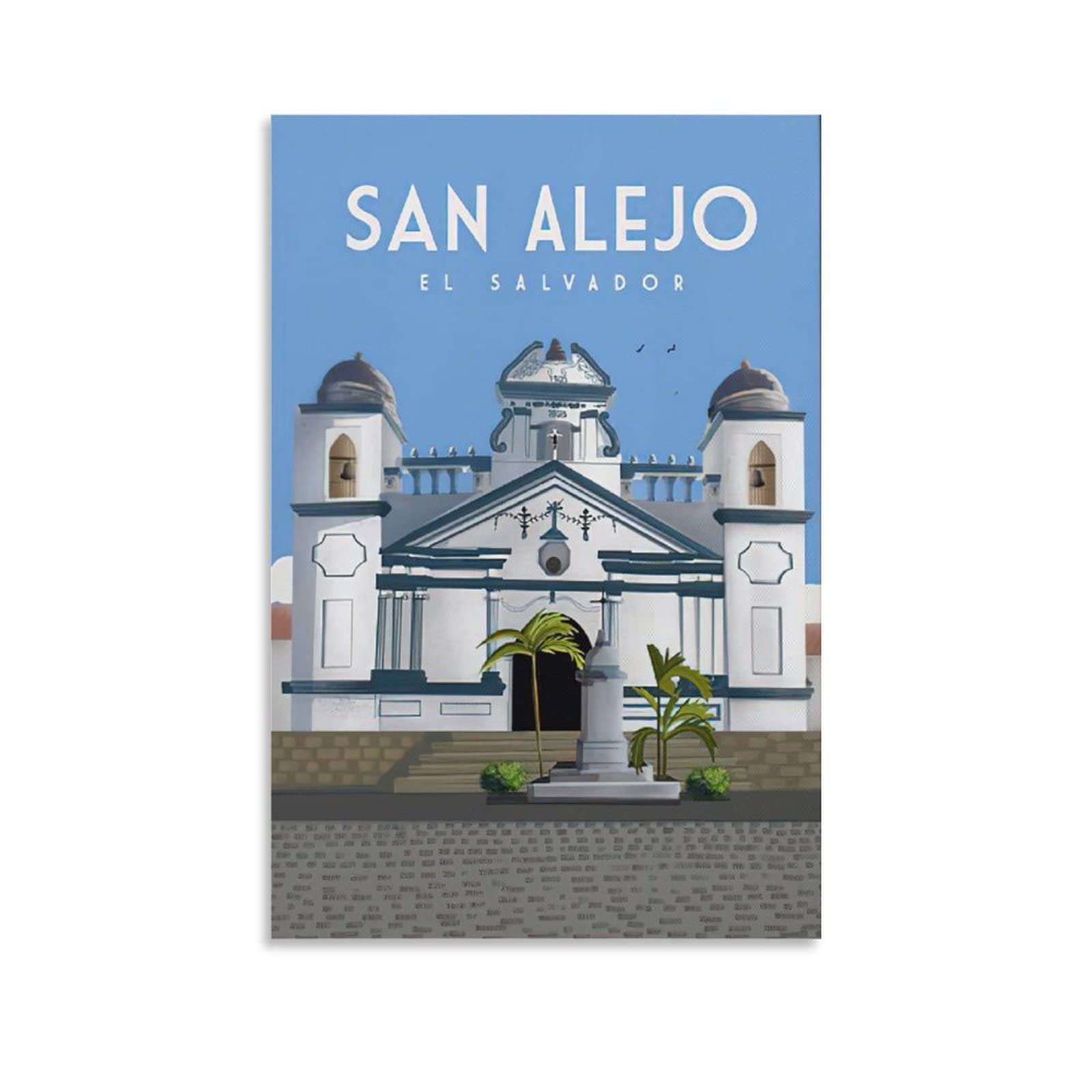 San Alejo El Salvador Vintage Travel Posters - Tree & Bush Landscape Canvas Wall Art Print (20x30cm/8x12in) for Living Room, Bedroom & Office Decor | Travel-Themed Home Decor & Gift Idea