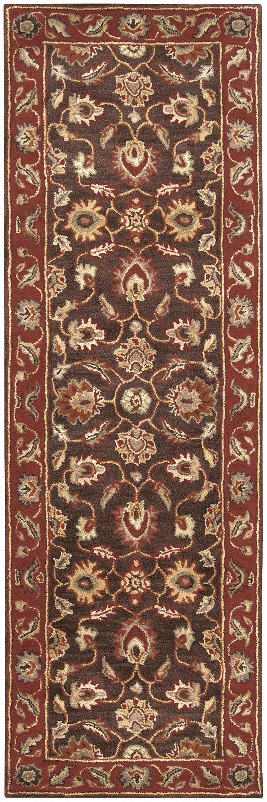 Hauteloom Daviston Wool Area Rug 5' x 8' - Traditional Beige Brown Red Handmade Rug for Living Room, Bedroom - Soft & Durable Floor Covering for Home Decor, Cozy Interior Design