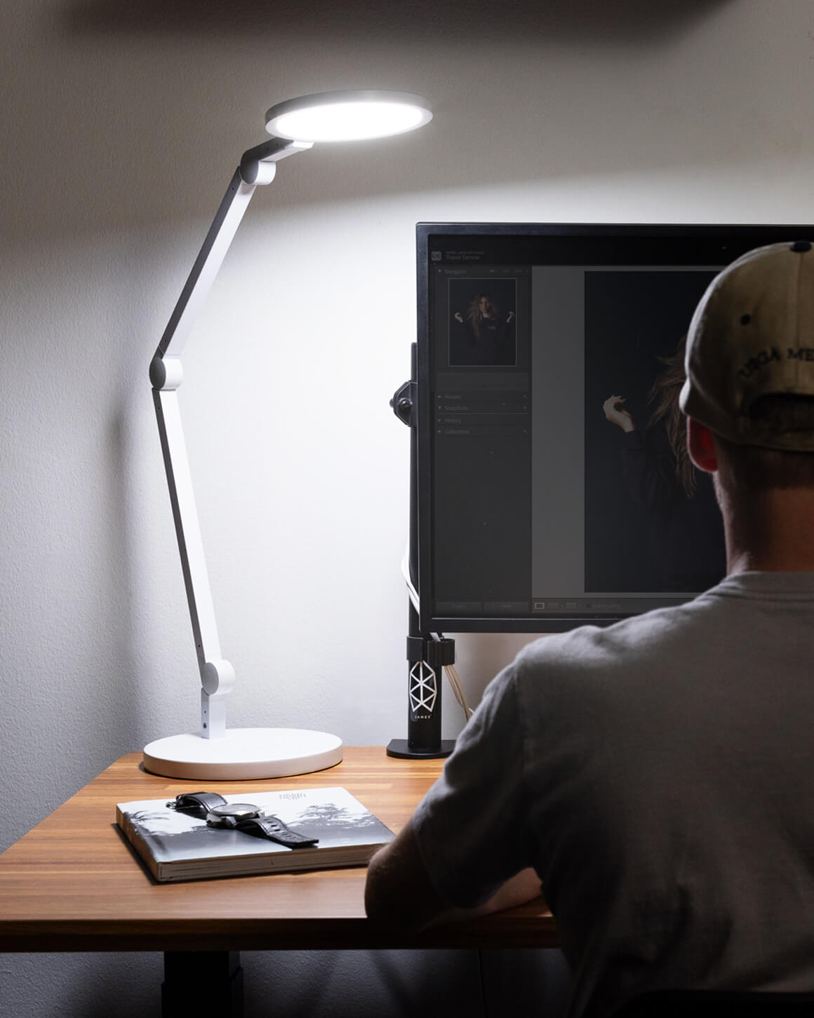 Lume Cube Edge Light 2.0 White LED Desk Lamp with Adjustable Base - Perfect for Home Office, Video Conferencing & Content Creation Lighting
