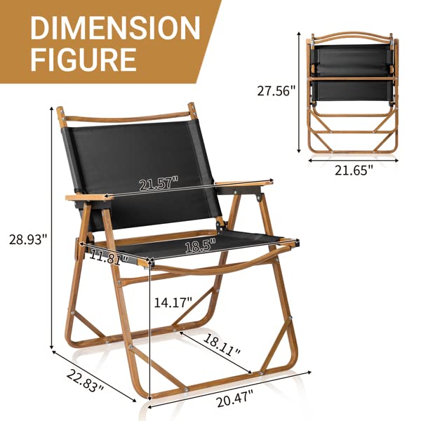 Portable Folding Chair with Aluminum Frame & 600D Oxford Fabric - Lightweight Outdoor Camping Chair for Patio, Beach, Lawn, Hiking, Fishing, Backyard & Garden - Perfect for Picnics, BBQs, and Outdoor Relaxation (Black)