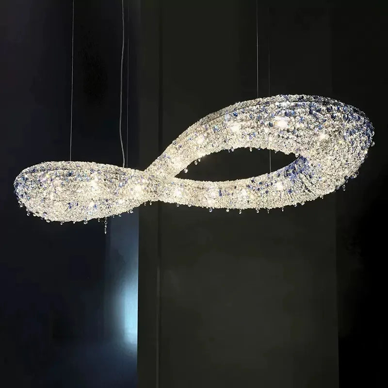Luxury Infinity Crystal Chandelier - Modern Ceiling Light Fixture for Living Room, Dining Room, Bedroom | Elegant Home Decor Lighting for Wedding, Hotel, Restaurant (Gold/Chrome Finish)