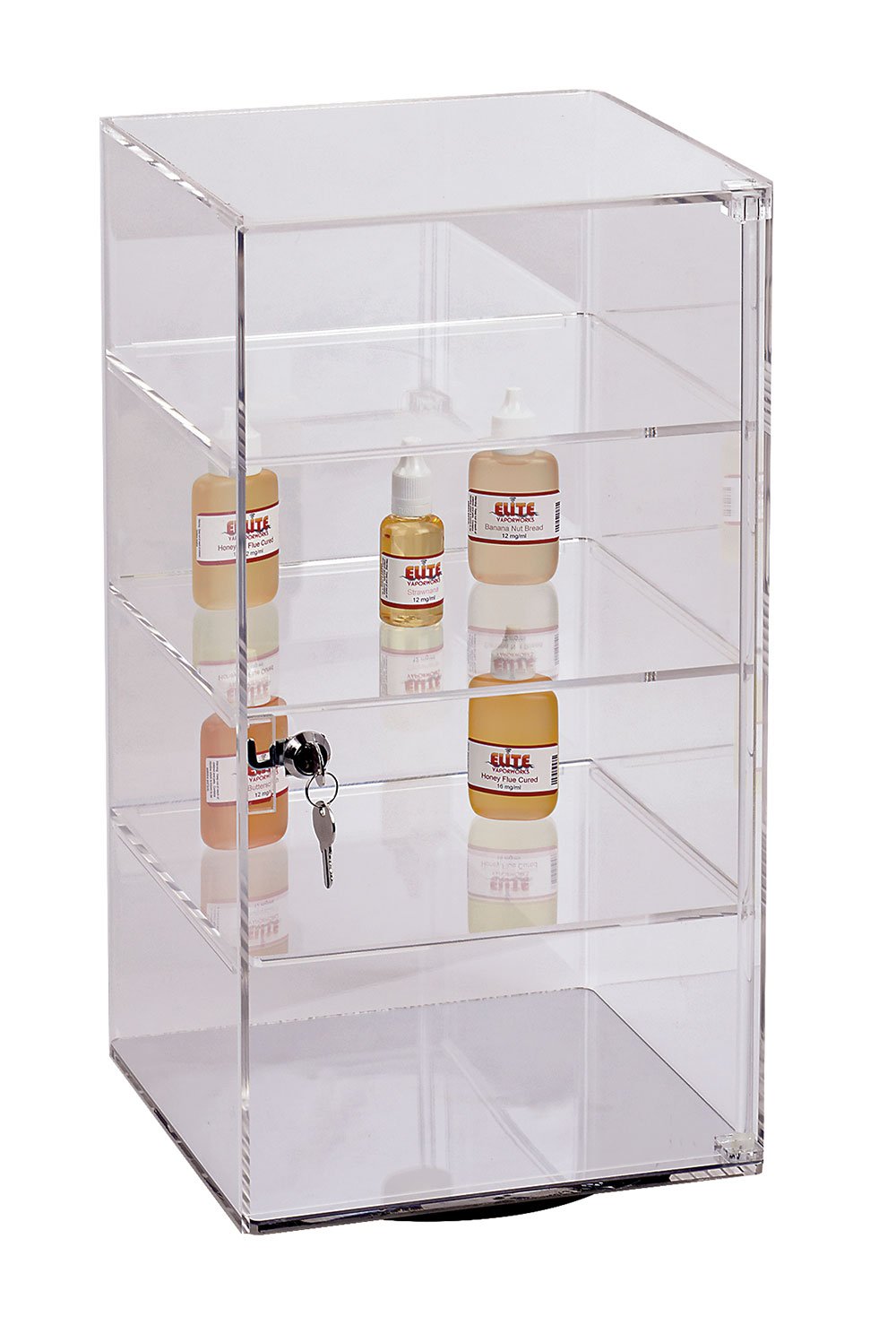 SSWBasics 3-Tier Acrylic Rotating Display Case with Lock & Key - Secure Spinning Tower Cabinet for Retail Stores, Jewelry, Collectibles & Cosmetics - Perfect for Showcasing Merchandise in Boutiques & Museums