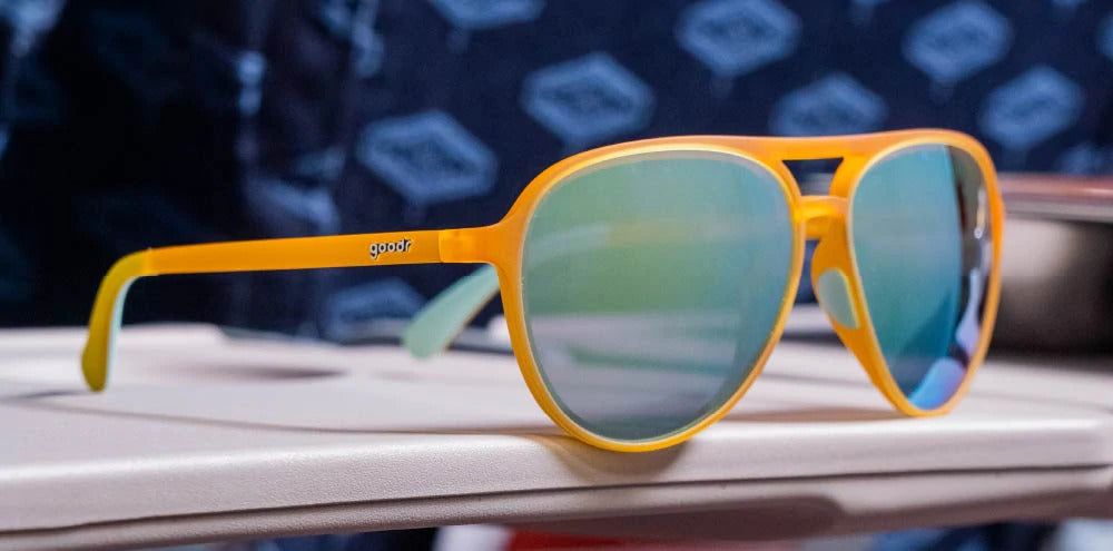 Goodr Cheesy Flight Attendant Sunglasses - Polarized UV Protection Aviator Style for Men & Women | Perfect for Travel, Running, and Outdoor Activities