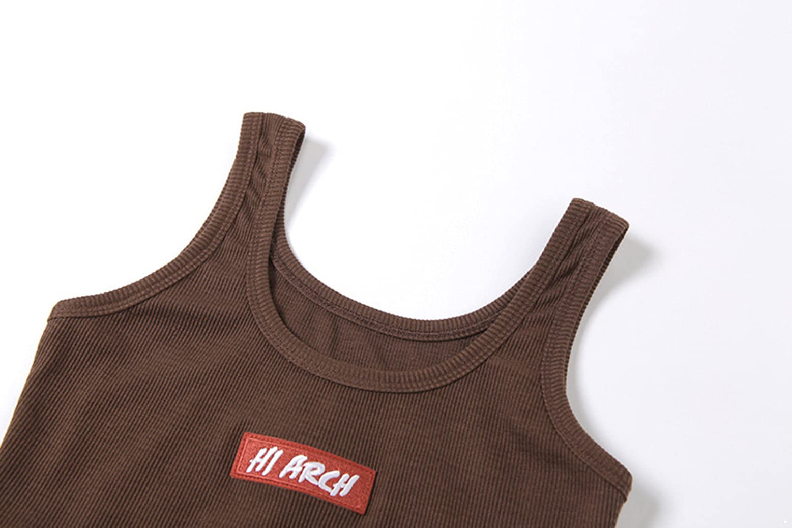 Women's Ribbed Knit Sleeveless Crop Tank Top - Letter Print Camisole with Round Neck for Casual Wear, Layering & Summer Outfits