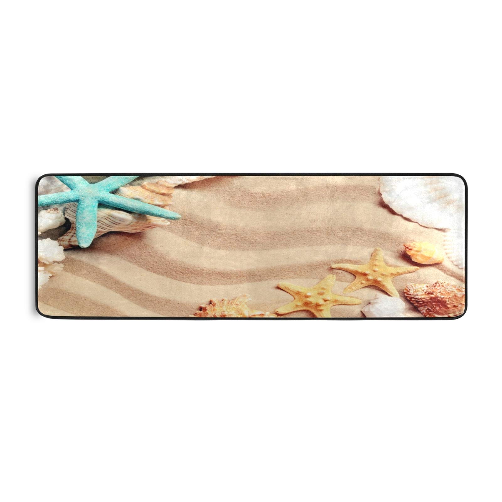 ALAZA Summer Beach Starfish Seashell Collection Area Rug - 2' x 6' Non-Slip Floor Mat for Living Room, Bedroom, Kitchen - Perfect for Coastal Decor, Vacation Homes & Beach House Style