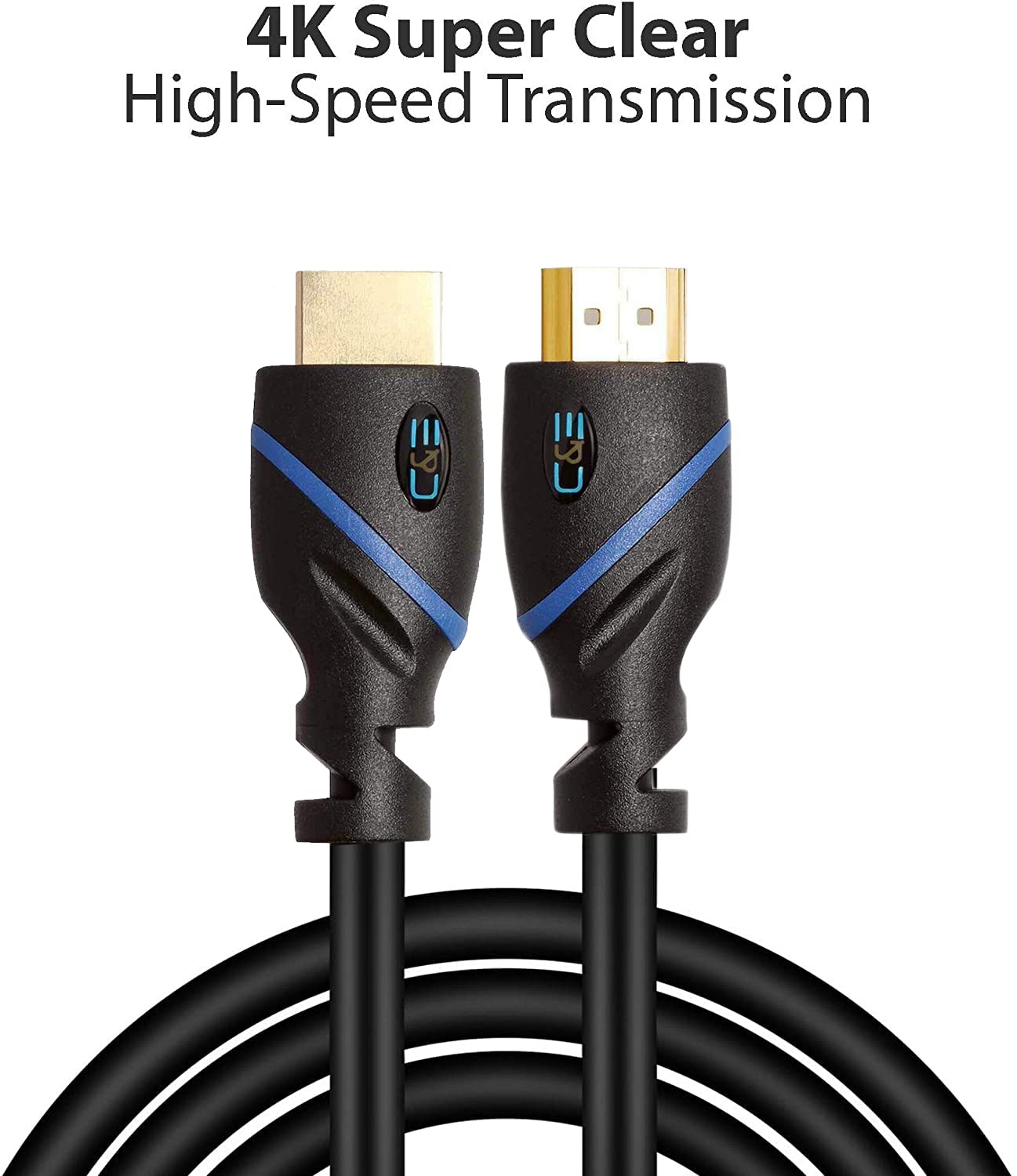 100 FT High Speed HDMI Cable 2 Pack - 4K 30Hz, 3D, 1080p, Ethernet & Audio Return - Male to Male with Signal Booster for Home Theater, Gaming, PC & TV (30.4 Meters, Black)