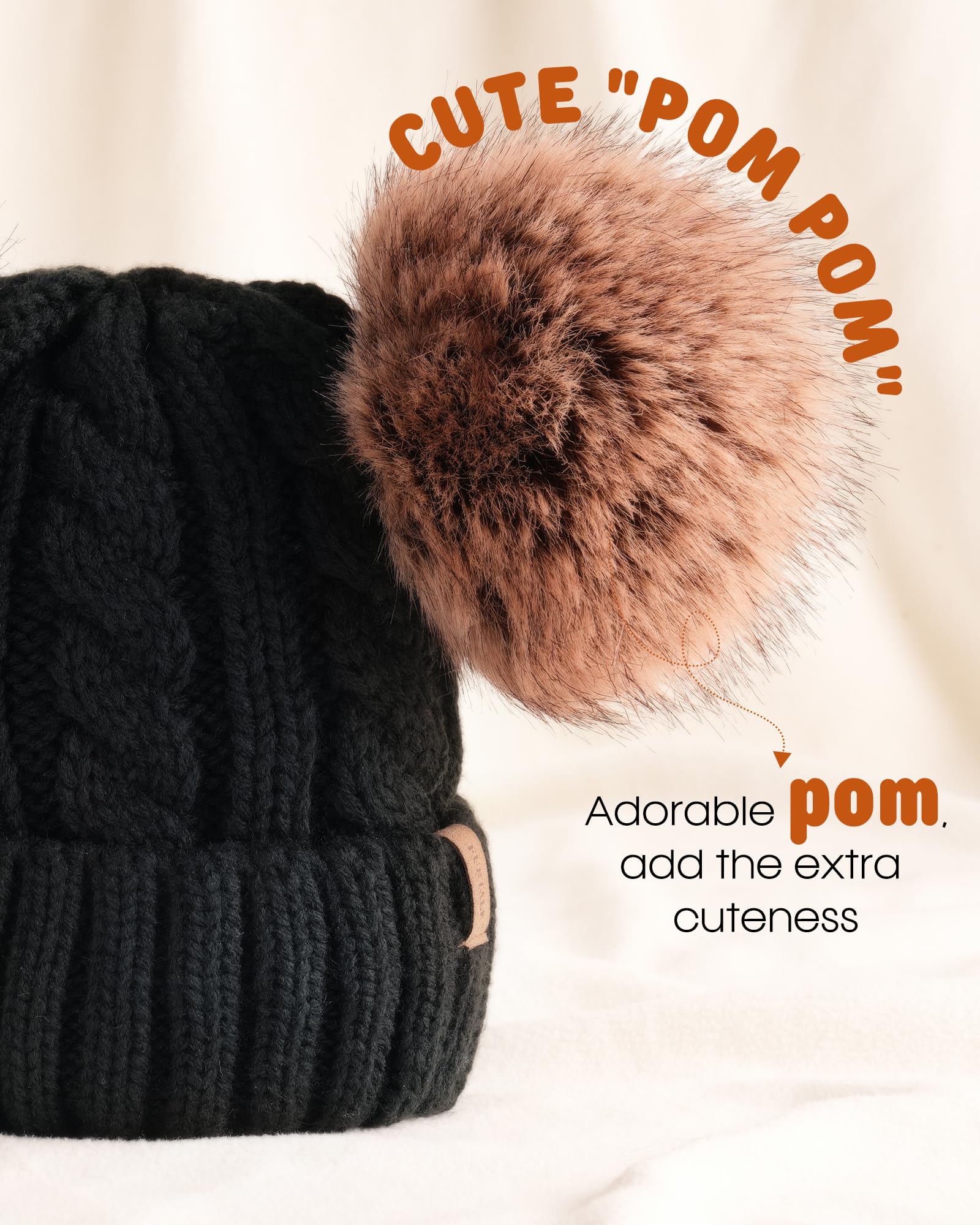 FURTALK Toddler Winter Hat for Girls & Boys - Soft Faux Fur Pom Pom Beanie - Warm Baby & Kids Hat for Cold Weather - Perfect for Snow Play, Outdoor Activities & Winter Fashion