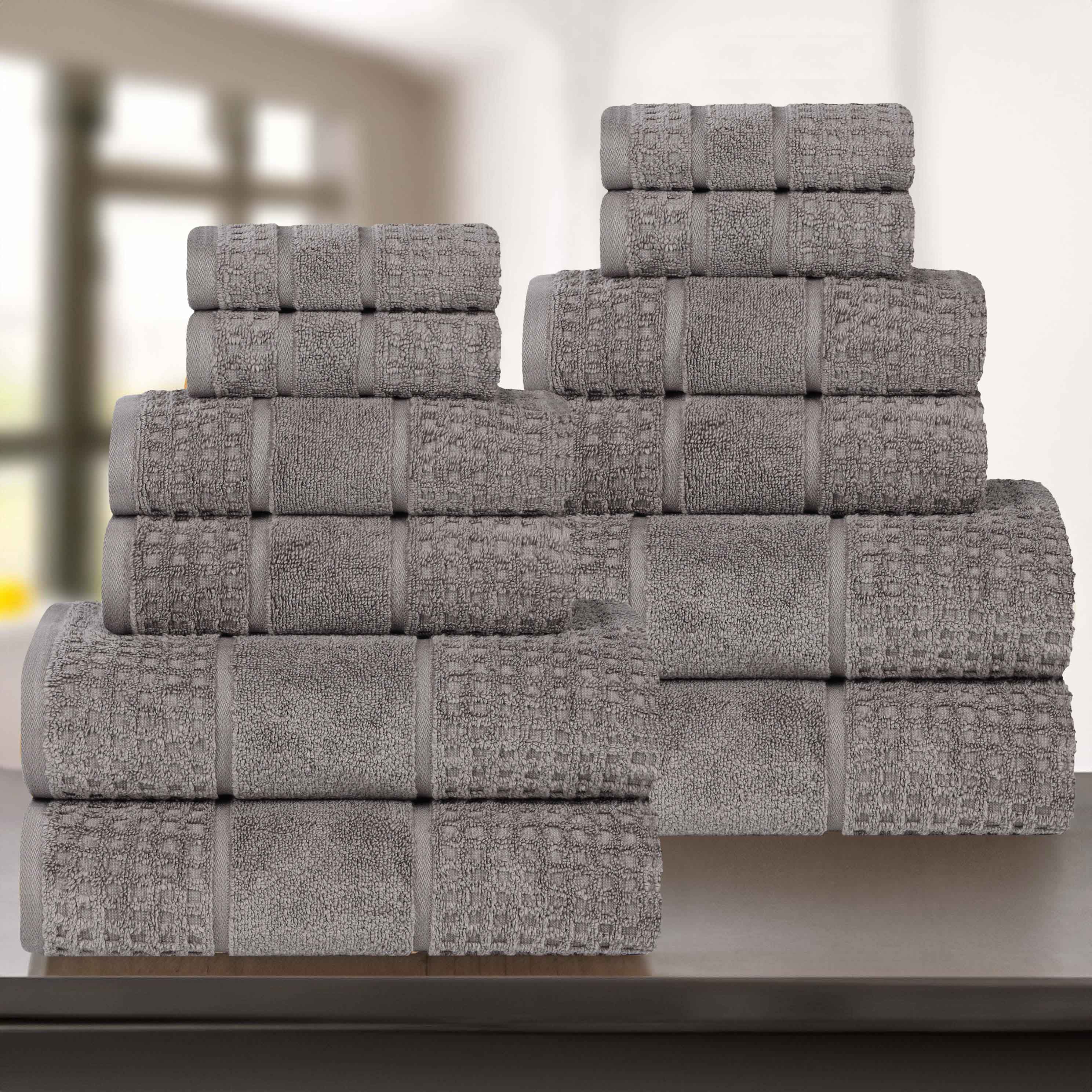 Premium 12-Piece Zero Twist Cotton Waffle Towel Set - Ultra Soft & Highly Absorbent Honeycomb Weave Bath Towels for Spa, Gym, and Luxury Home Use