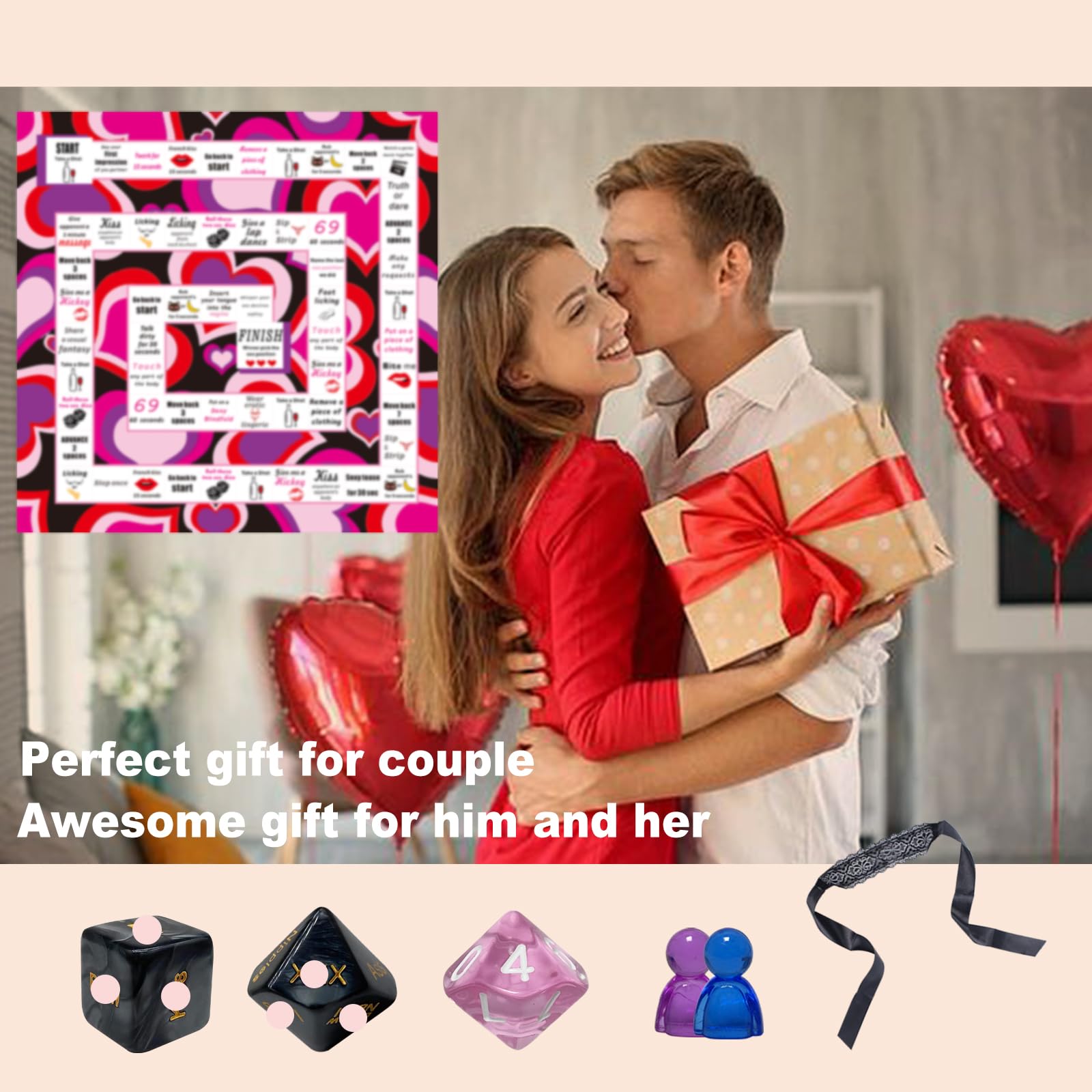 Romantic Couples Board Game for Date Night - Fun & Sexy Dice Game for 2 Players | Enhance Intimacy & Spice Up Your Relationship | Perfect for Anniversaries, Valentine's Day & Romantic Evenings