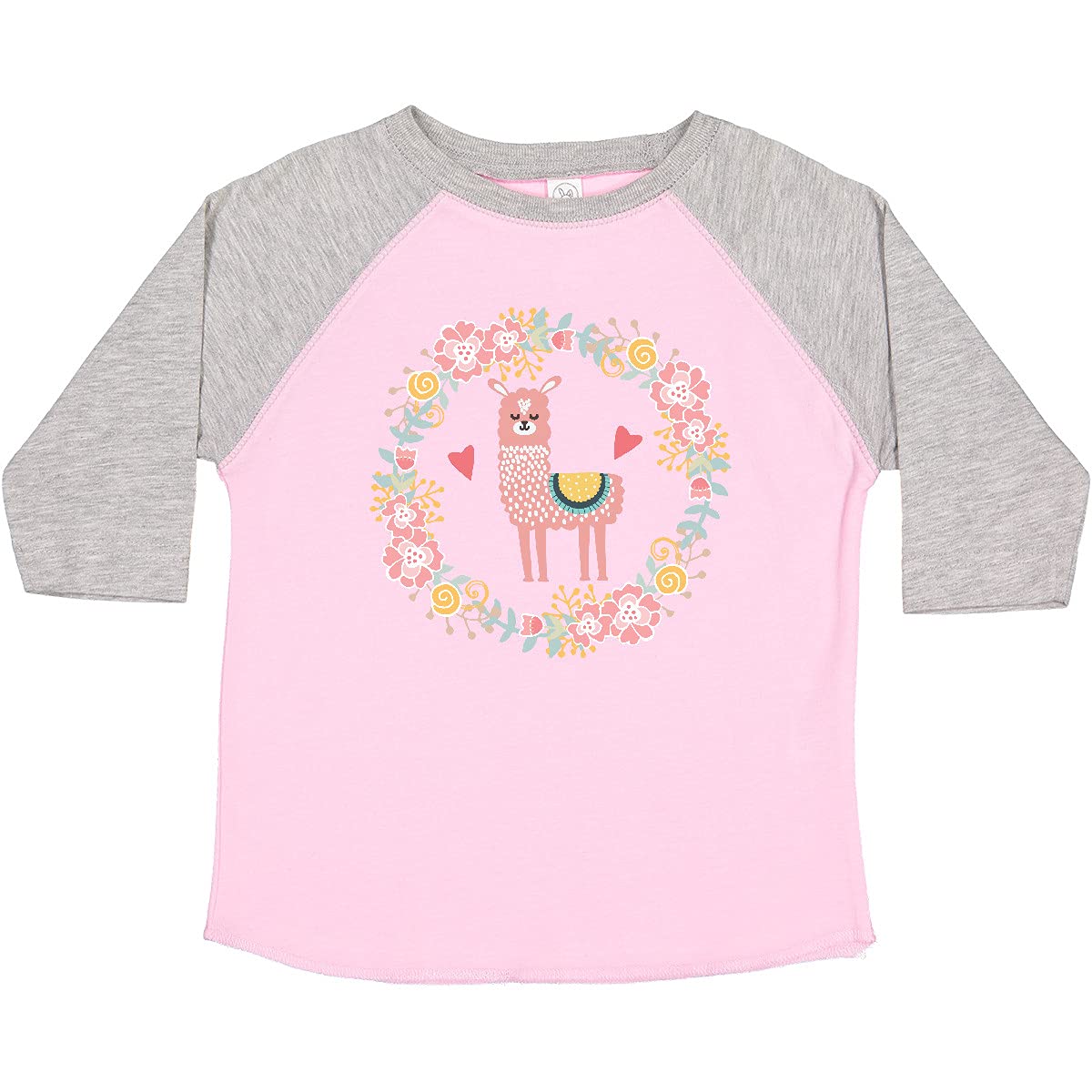 Inktastic Llama Rose Flower Wreath Toddler T-Shirt - Cute Baby Girls & Boys Tee for Playdates, Birthday Parties & Family Photos