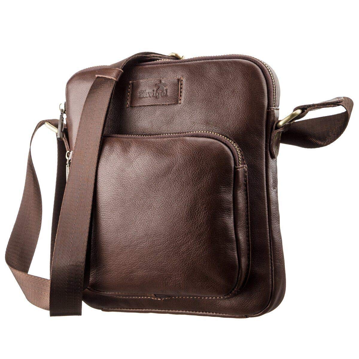 Premium Genuine Leather Crossbody Bag for Men - Stylish Brown Shoulder Bag - Shvigel 19112 - Perfect for Travel, Work & Everyday Use