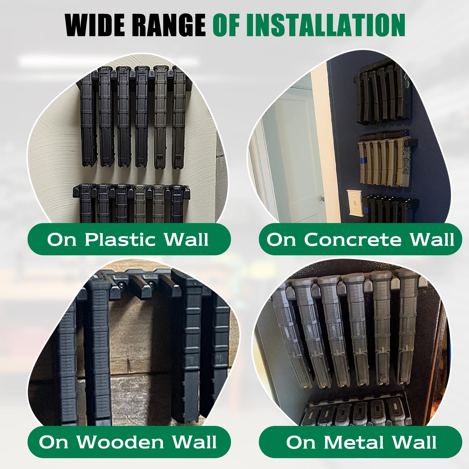 PMAG Rack Wall Mount - AR-15 Magazine Holder & Storage Organizer for Gun Safe, Locker, Cabinet - Durable Wall Mount Display for Home & Office Use - Perfect for Firearm Enthusiasts & Tactical Gear Organization