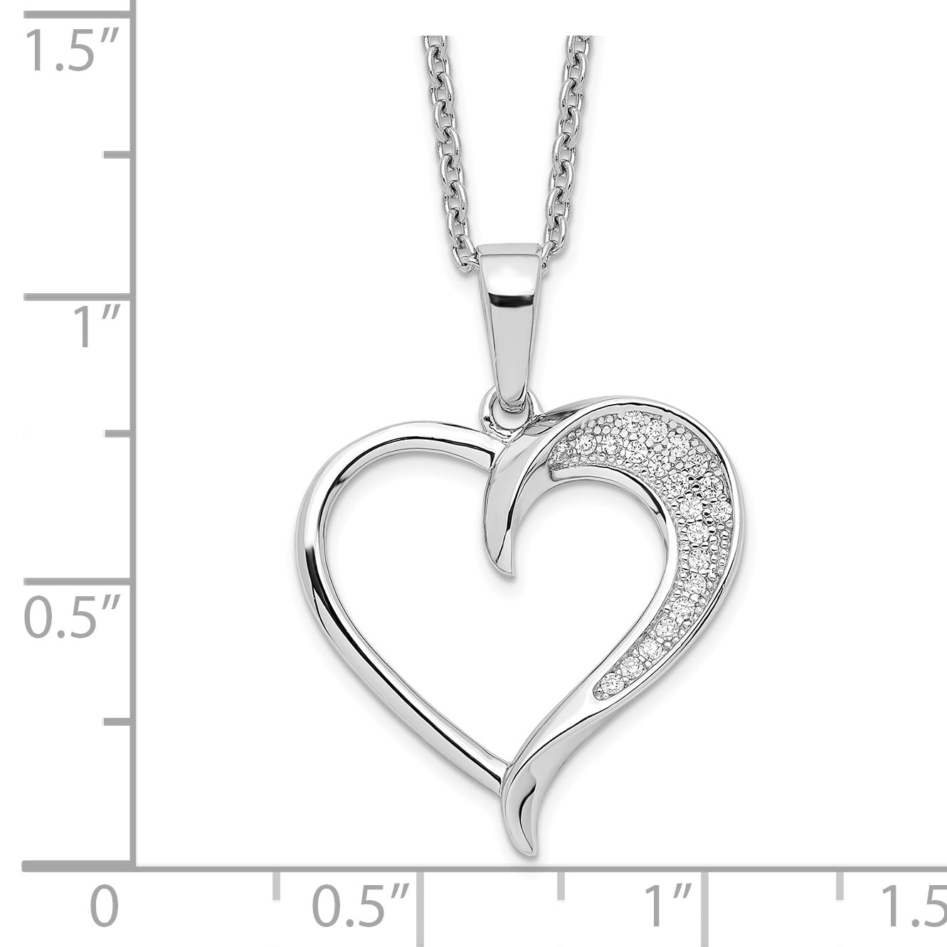 Sterling Silver & Cubic Zirconia Heart Pendant Necklace for Women - Elegant Jewelry Gift for Valentine's Day, Anniversary or Birthday