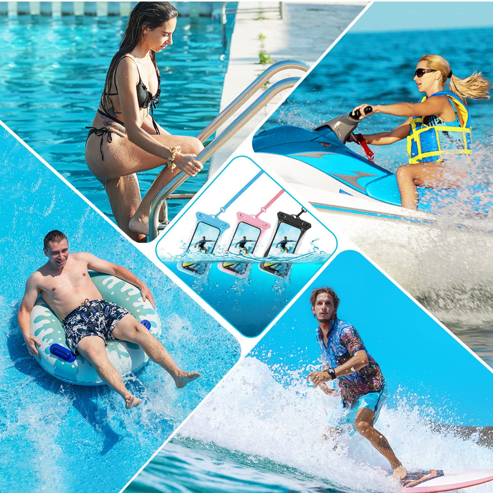 Waterproof Phone Pouch for iPhone Samsung & All Smartphones Up to 7