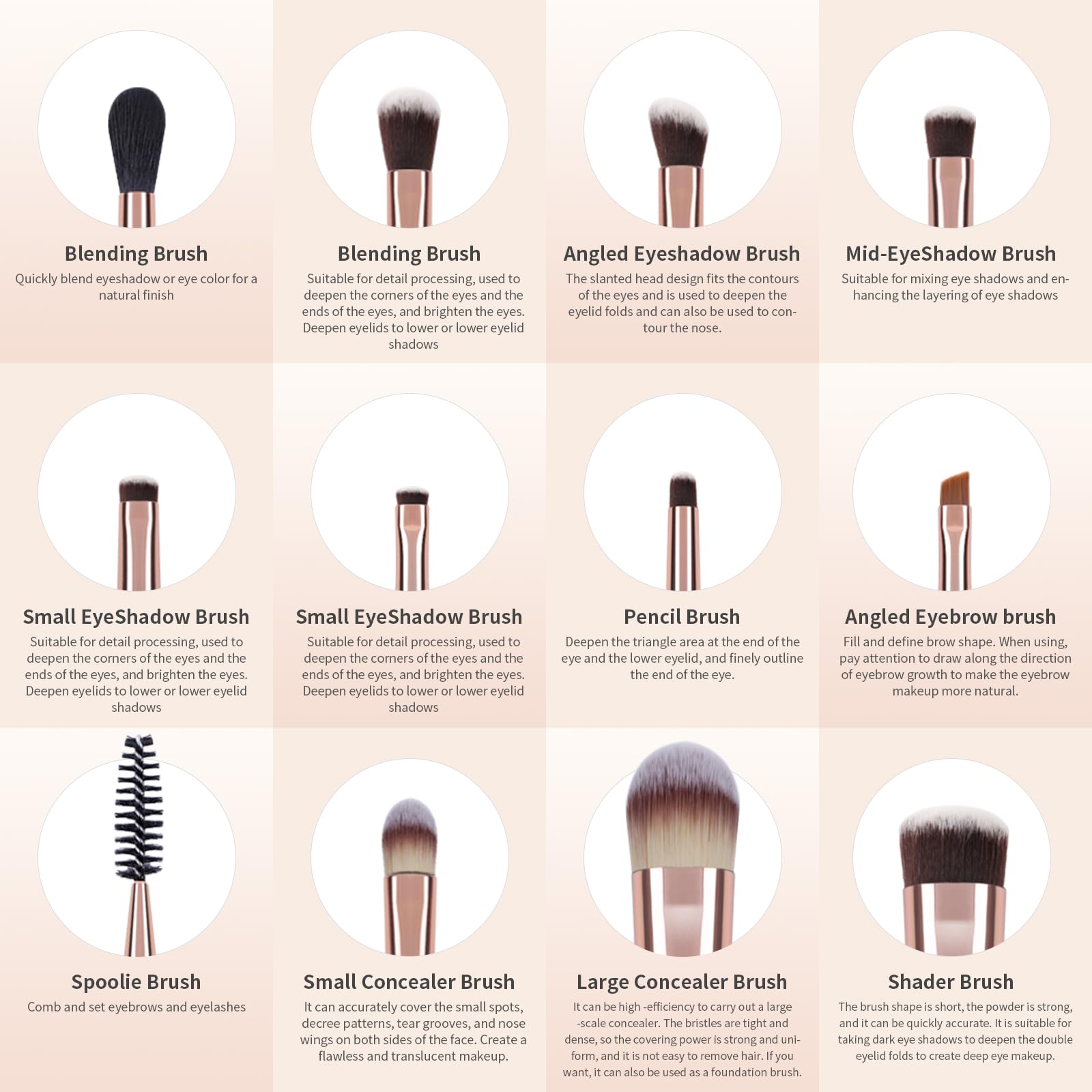 Docolor 6Pcs Double Sided Makeup Brush Set - Professional Dual Ended Eyeshadow, Foundation & Blending Brushes for Travel | Perfect for Everyday Makeup, Contouring & On-The-Go Touch Ups