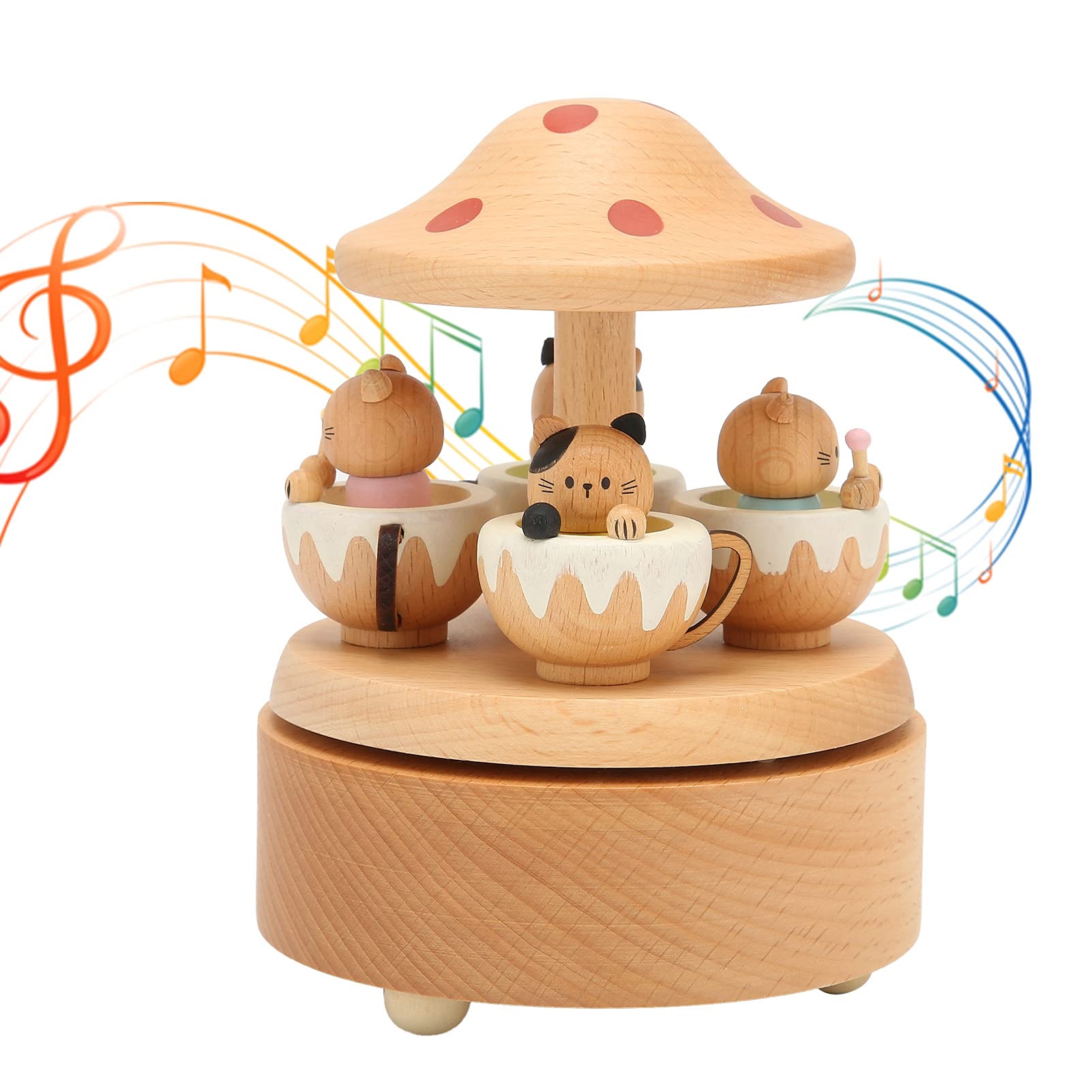 01 Cartoon Animal Music Box - Eco-Friendly Beech Wood Musical Gift for Office & Living Room | Perfect for Home Decor, Birthday Presents, and Relaxation