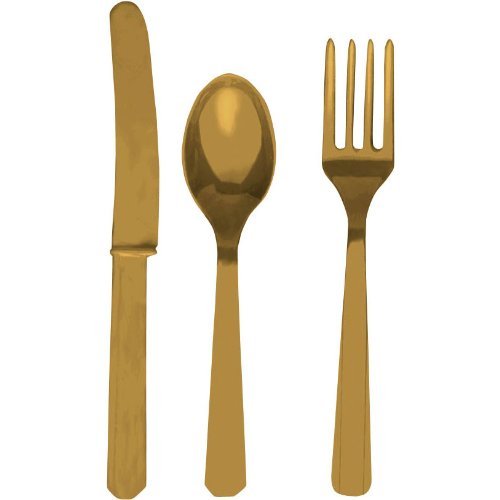 amscan Gold Mid Weight Forks - Elegant Disposable Cutlery for Parties, Weddings & Events - Perfect for Birthday, Anniversary & Formal Dining
