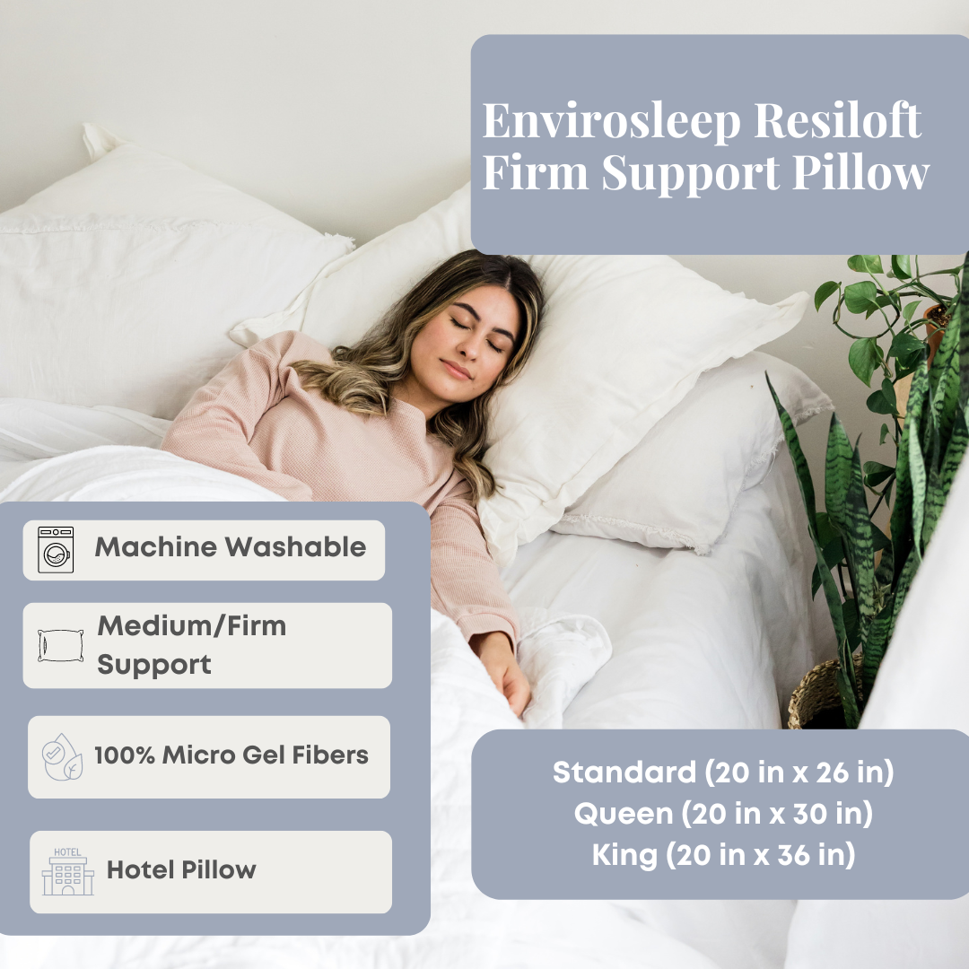 Envirosleep Resiloft Firm Support Pillow for Neck Pain Relief - Orthopedic Memory Foam Pillow for Side, Back & Stomach Sleepers - Perfect for Home, Travel & Office Use