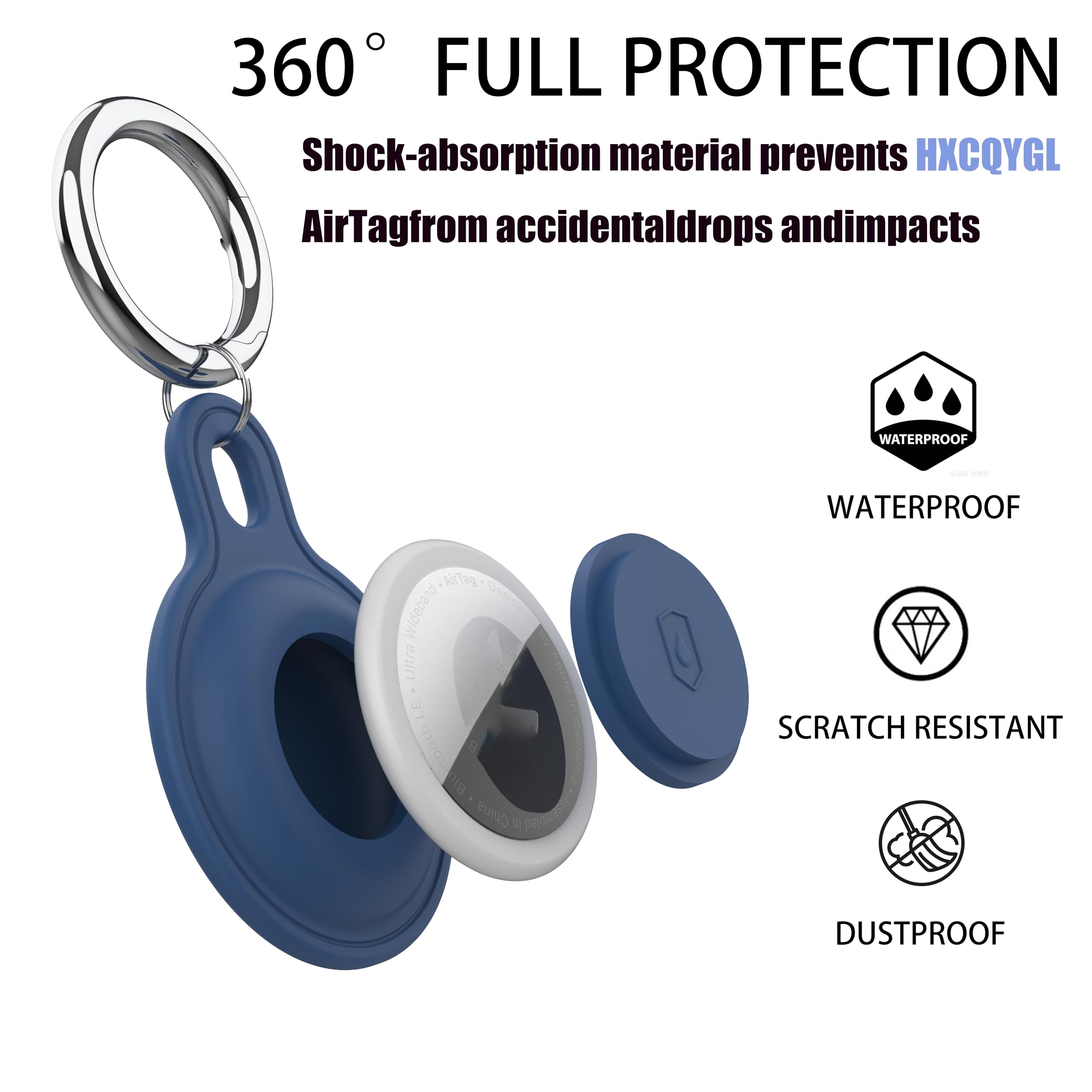 Secure AirTag Keychain Holder (4-Pack) - Durable Silicone Case for Apple AirTag GPS Tracker | Perfect for Keys & Luggage Tracking