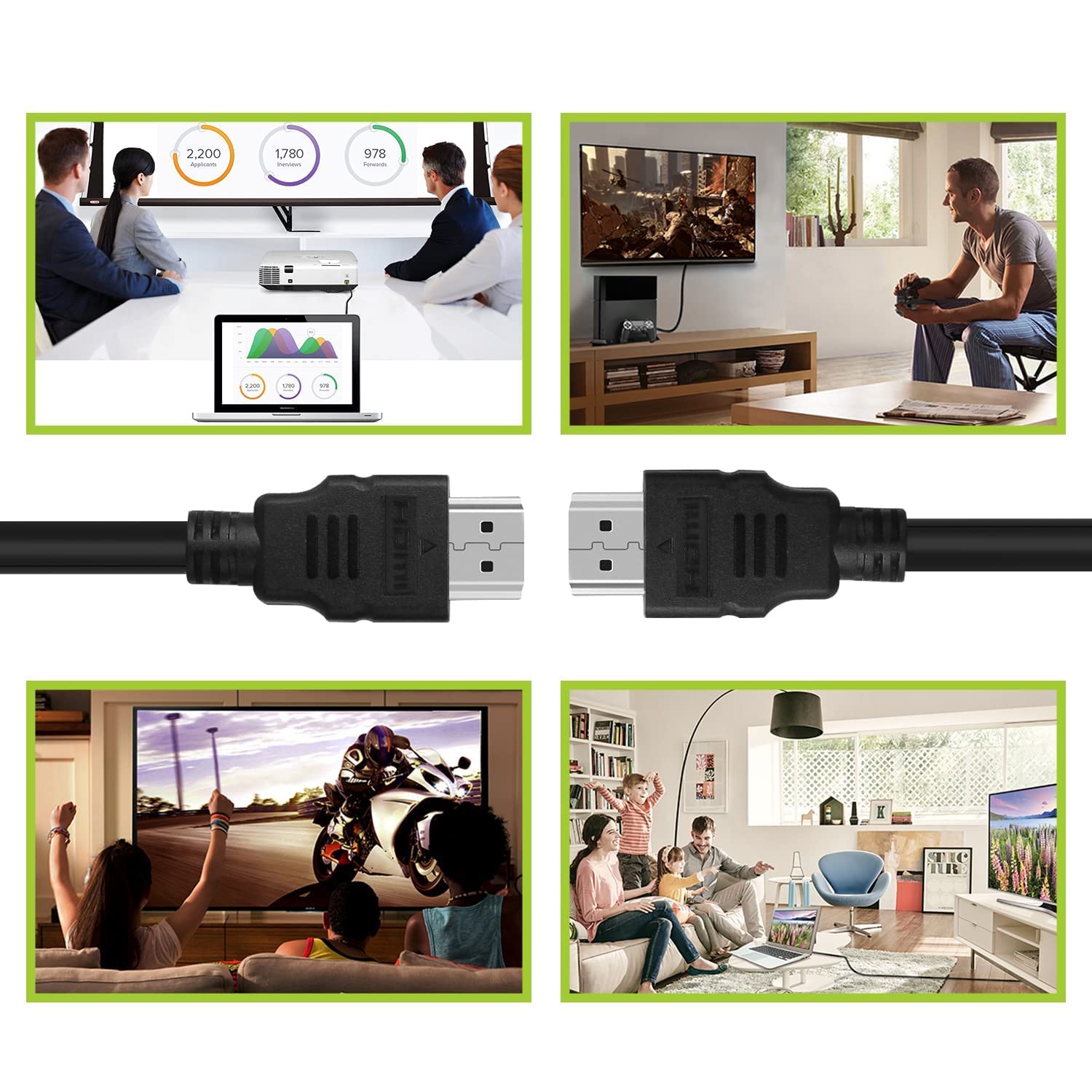 Premium Black-R High Speed HDMI Cable 1.5m - 4K Ultra HD, 3D, HDR Support - Compatible with Laptop, TV, Gaming Console, PC, Set Top Box - Perfect for Home Theater, Gaming & Office Setup - Durable Black Cable