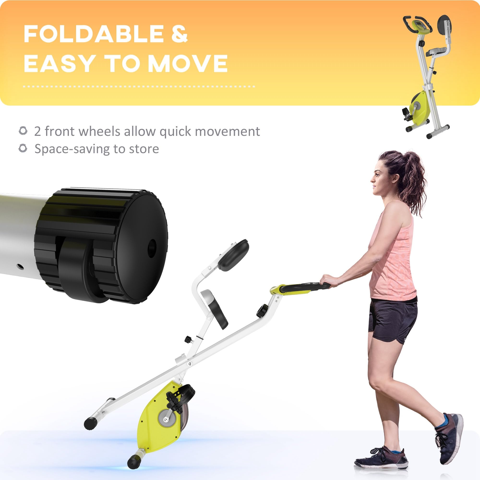 Soozier Foldable Upright Exercise Bike - 8-Level Magnetic Resistance Indoor Cycling Bike for Home Gym, Cardio & Aerobic Workout | Perfect for Small Spaces, Apartment Fitness & Full-Body Training