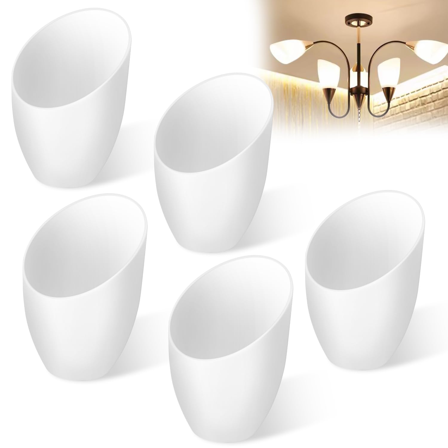 5-Pack White Plastic Horseshoe Lamp Shades - 35mm (1.4