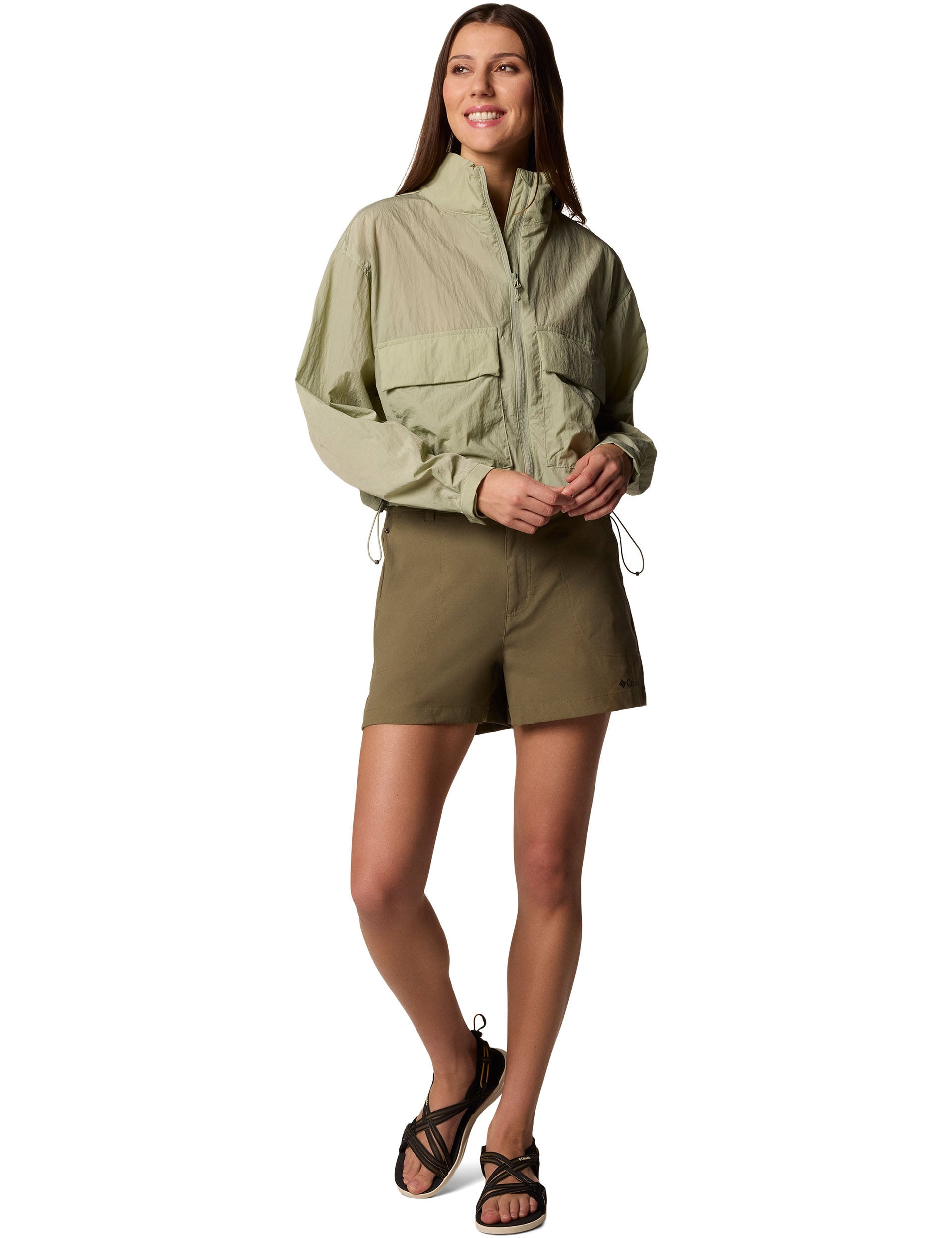 Stylish Paracutie Cropped Cargo Windbreaker Jacket for Women - Lightweight Safari Outdoor Hiking & Travel Coat