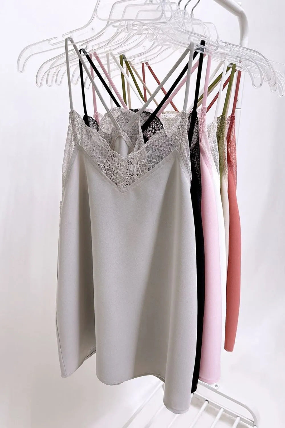 BiBi Lace Cami Solid Tank Top for Women - Sexy Lace Trim Sleeveless Blouse - Perfect for Date Night, Party & Summer Outfits