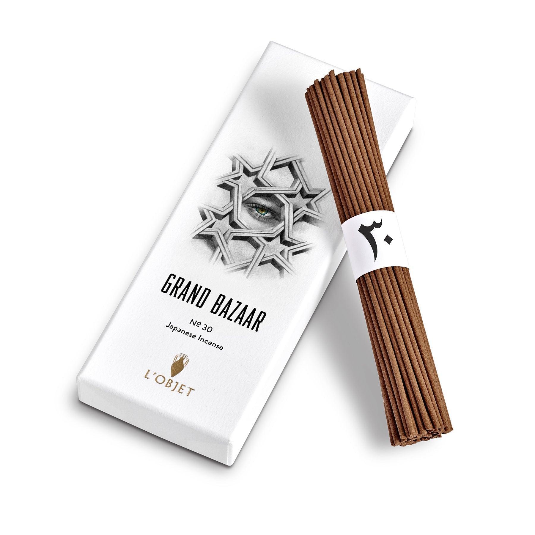 Grand Bazaar No. 30 Premium Incense Sticks - 60 Count with Elegant Square Holder | Aromatic Home Fragrance for Relaxation, Meditation & Spiritual Practices