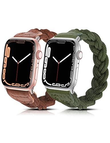 Stretchy Braided Solo Loop Band for Apple Watch 38mm 40mm 41mm 42mm 44mm 45mm 49mm - Soft Elastic Woven Bracelet Compatible with iWatch Series 8/7/6/5/4/3/2/1 & SE - Perfect for Workouts, Running & Everyday Wear