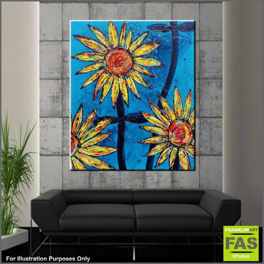Abstract Realism Sunflower Painting - Handmade Wall Art for Home & Office Decor - Perfect for Living Room, Bedroom, or Gift