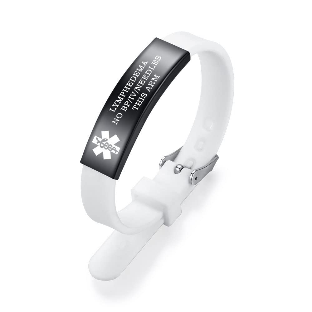 Adjustable Medical Alert Bracelet for Men & Women - Sport Silicone ID Bracelet with Free Engraving (8.5 Inches) - Perfect for Emergency Medical Identification & Daily Wear