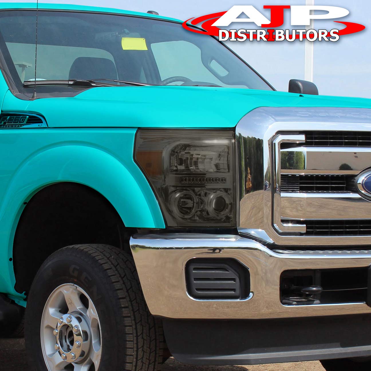 Ford F250 F350 F450 LED DRL Headlights 2011-2015 - Chrome Smoke Amber for Night Driving