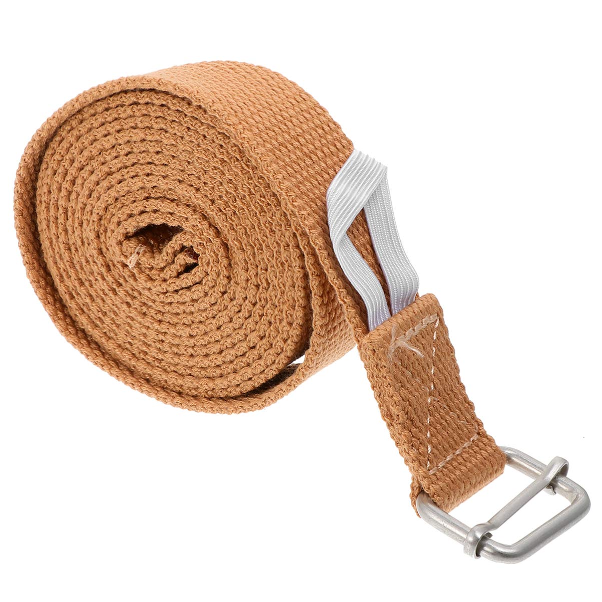 BESPORTBLE Adjustable Cotton Yoga Strap with Metal D-Ring Buckle - Stretch Band for Pilates, Fitness, Home Workout & Exercise - Perfect for Yoga Poses, Stretching & Physical Therapy (Brown)