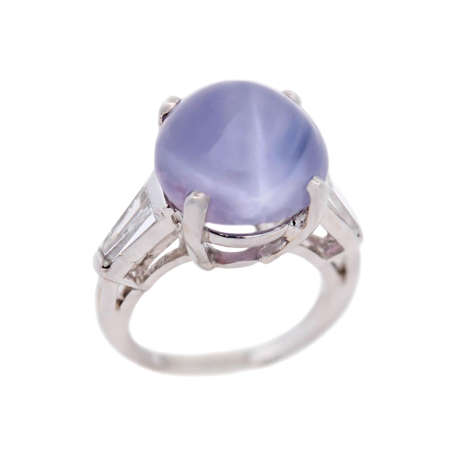 Retro Platinum GIA Certified No Heat Natural Purple Star Sapphire Engagement Ring 14.08ct - Perfect for Vintage Wedding, Anniversary & Proposal Gifts