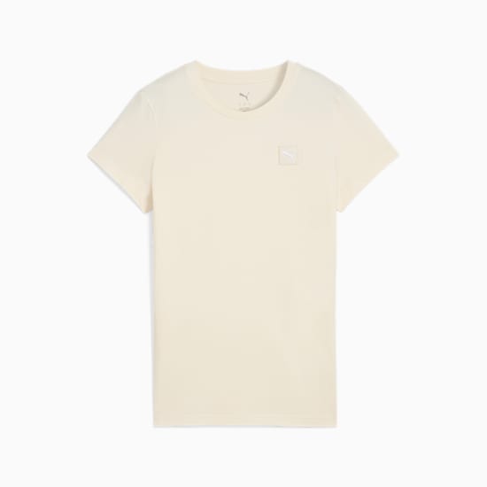 PUMA Women's Essentials Elevated No Dye Beige T-Shirt - Soft Cotton Casual Tee for Everyday Wear, Gym & Street Style