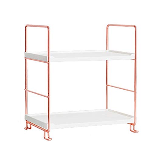 Metal Multi-Layer Cosmetic Display Case & Makeup Storage Organizer - Pink Desktop Beauty Organizer (25x17x28cm) for Vanity, Bathroom & Travel