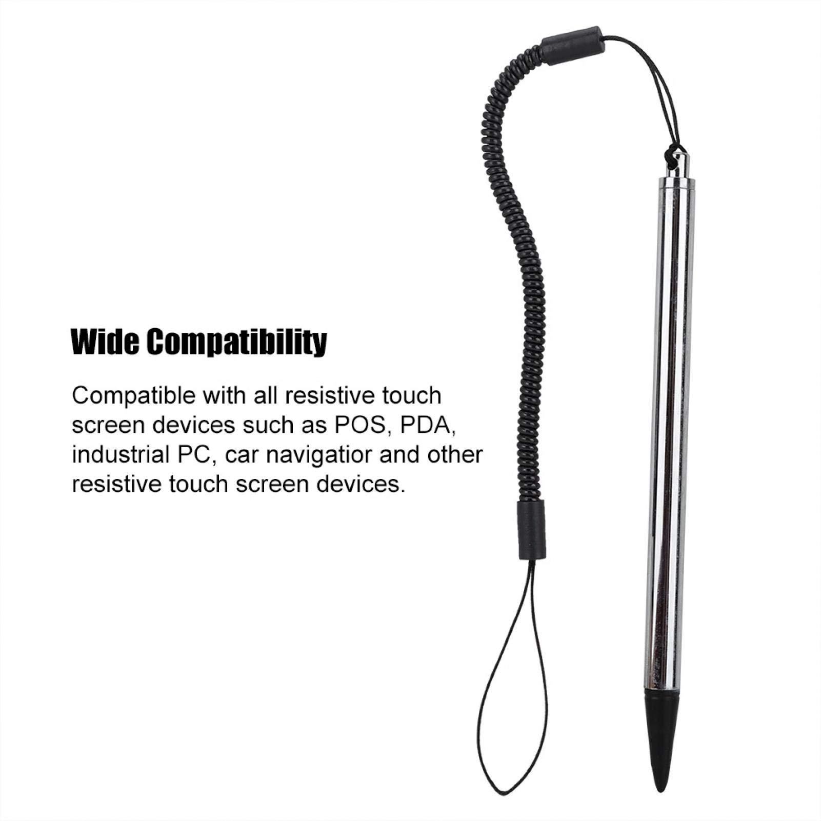 GOWENIC Stylus Pen for Touch Screen - Spring Rope Design for POS, PDA, Industrial PC, Car Navigation & Resistive Mobile Phones (Silver) | Perfect for Retail, Warehouse & On-the-Go Use