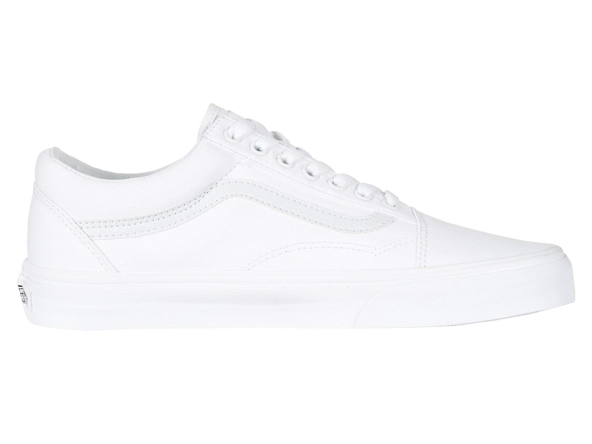 Vans Old Skool Women's Skateboarding Sneakers - White Canvas Shoes Size 7.5 Women/6 Men - Casual Streetwear & Skateboarding Fashion for Everyday Wear