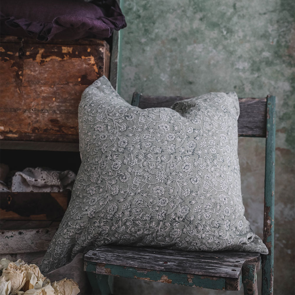 Handmade Linen Block Printed Pillow Cover No. 0233 - Bohemian Home Decor for Living Room, Bedroom & Sofa