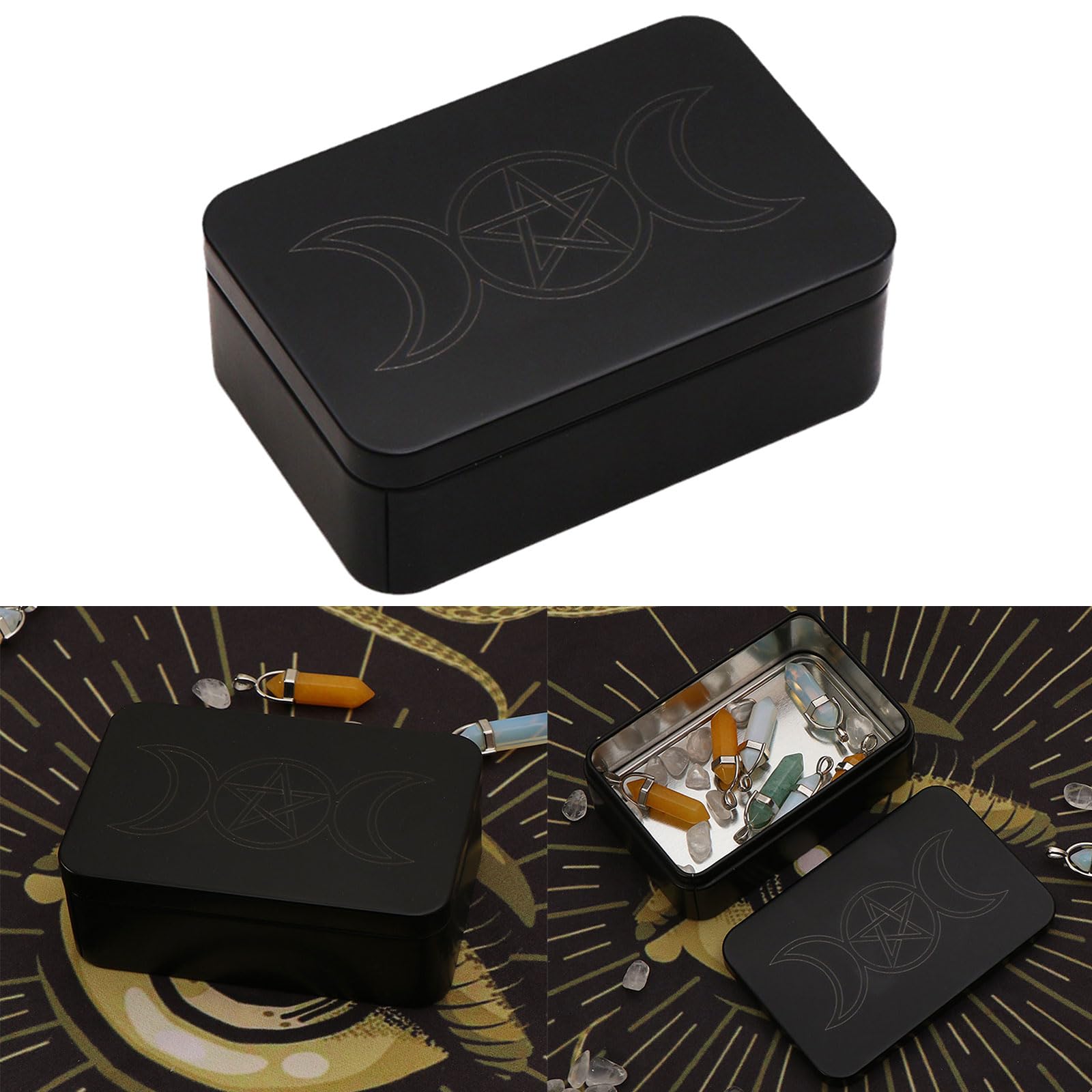 Premium Metal Card Storage Box - Rectangle Playing Cards Holder for Tarot, Jewelry & Game Accessories - Durable & Stylish Organizer for Home, Travel & Collectibles